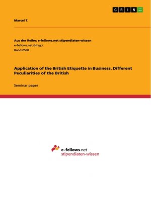cover image of Application of the British Etiquette in Business. Different Peculiarities of the British